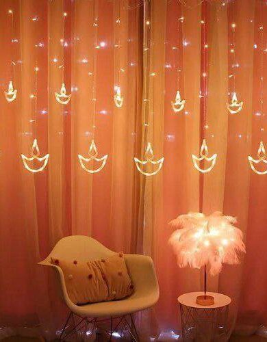 ( 6+6 ) 12 Diya Shape Curtain String light Long Size