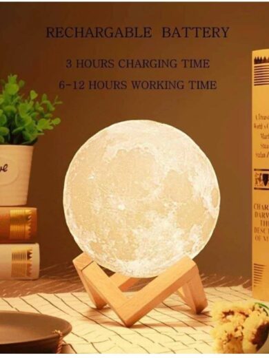 3D Moon Lamp multicolor Rechargeable With Stand With Box