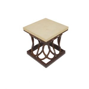 Stone Table with Detailed Wooden Leg