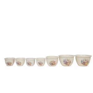 Set of 7 Porcelain Bowls with Fruits Drawing