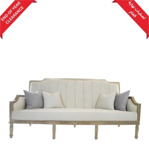 Elegant White Sofa Set of 4 with Golden Frame