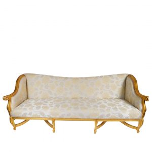 Royal Sofa with White Floral Patterns and Golden Legs